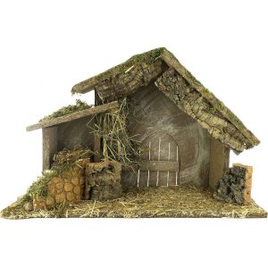 Cabane vide en bois et liège pour crèche traditionnelle