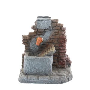 Fuente para Belén 10x12x11 cm con Bomba, Piscina de Piedra y Muro de Ladrillo, Escala 1:20 para Estatuas 10 cm