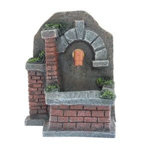 Fuente de la Natividad 9x11x11 cm con Bomba, Columna de Ladrillo y Arco de Piedra, Escala 1:20 para Estatuas 10 cm