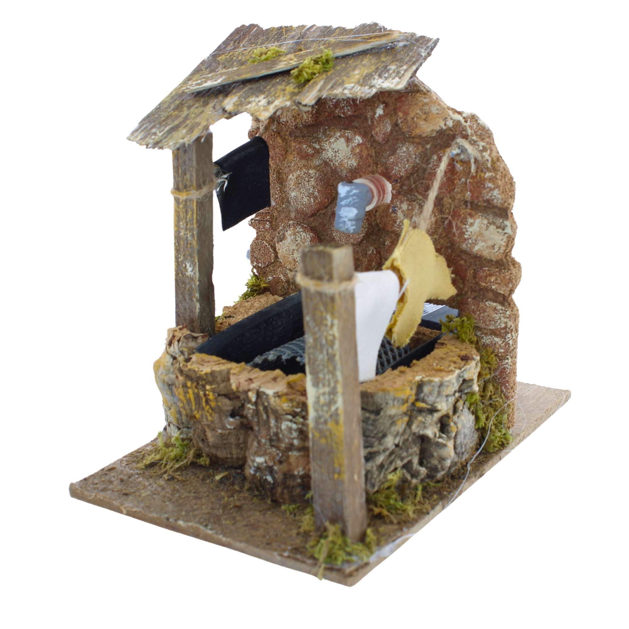 Nativity Fountain 10x15x14 cm with Pump and Wooden Roof, Scale 1:20 for Statues 10 cm - Image 2