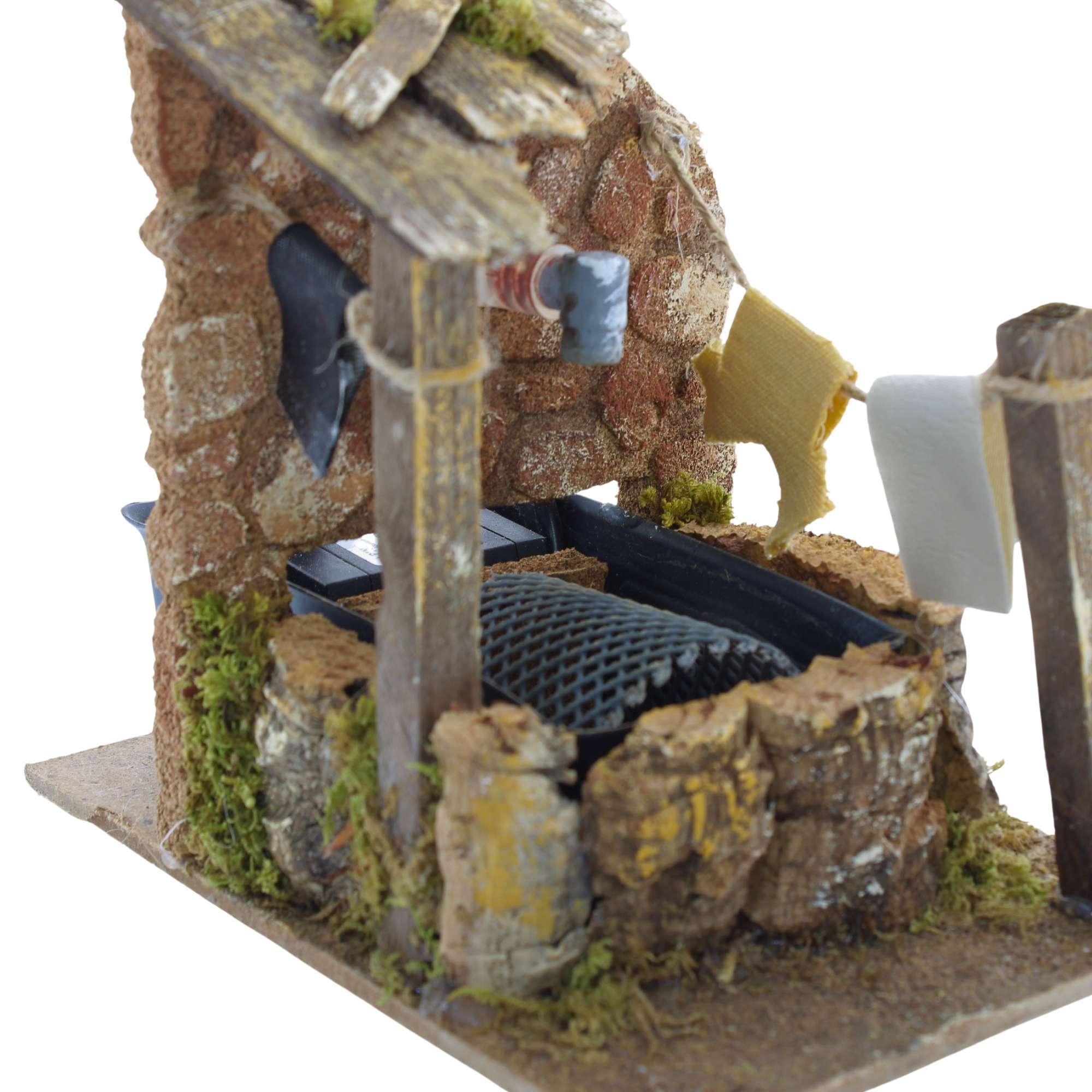Nativity Fountain 10x15x14 cm with Pump and Wooden Roof, Scale 1:20 for Statues 10 cm - Image 3