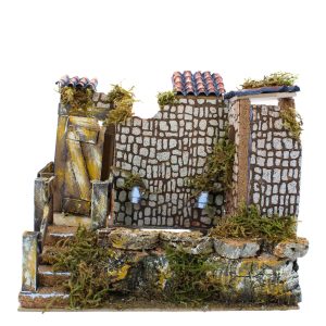 Fuente con Dos Chorros para Belén 20x14x18 cm, Escala 1:20 para Estatuas 10 cm