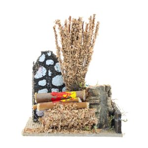 Feu avec Lampe à Effet de Flamme 220V pour Crèche 10x6.5x11.5 cm, Echelle 1:20 pour Statues 10 cm