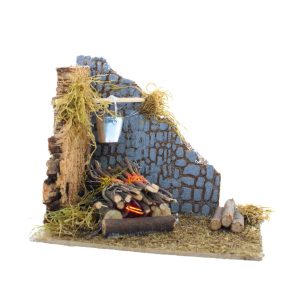 Feu avec lampe à effet de flamme 220V pour crèche 15x10x15 cm, échelle 1:20 pour statues 10 cm