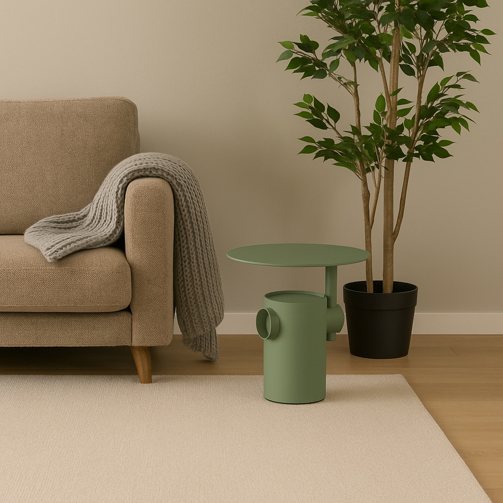 Tavolino MECCANO 50x45 cm colore Verde RAL 6021 su Panna RAL 1015 - immagine 2