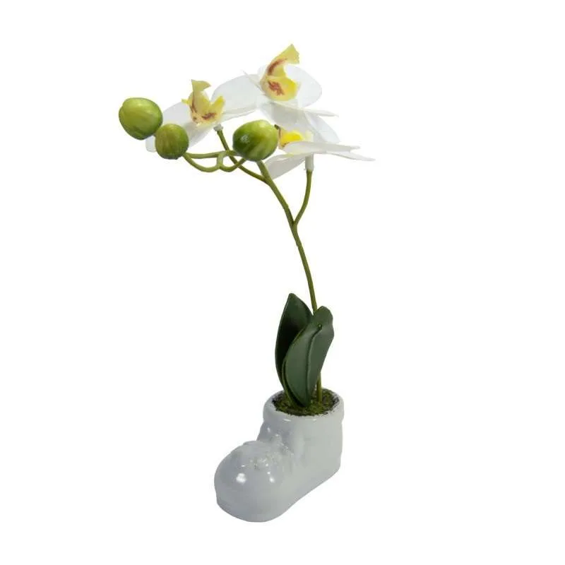 Bocal avec orchidée - h 18 cm