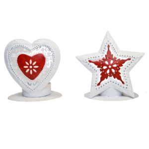 Porta tealight Milu h 9 cm stella cuore