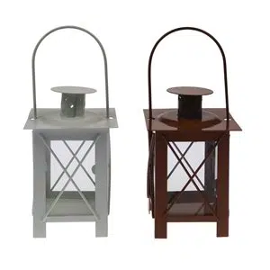 Lanterne Lampe Noël et Amour h 12 cm blanc rouge