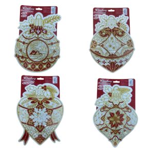 Boule de Noël fantaisie autocollant de fenêtre 37x33 cm 4 assortiments