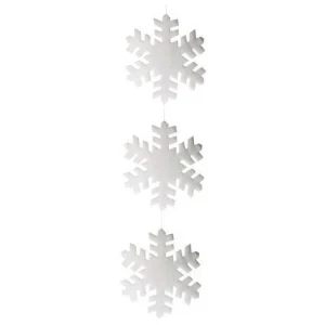 Ghirlanda 3 fiocchi di neve in cotone 145x40 cm