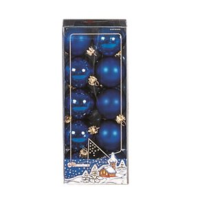 Set mit 20 metallisch blauen, satinierten Kugeln Ø 50 mm in einem Etui