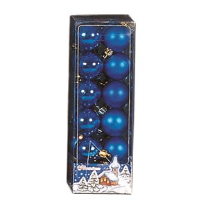 Ø 30 mm blau metallisierte satinierte Kugeln im Etui
