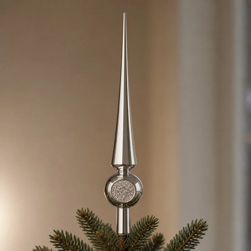 Puntale 30 cm metallo argento con incavo