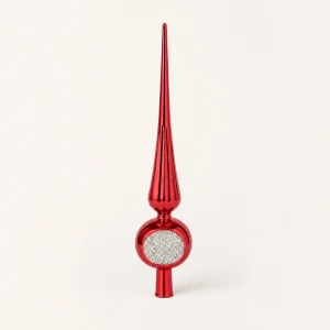 Puntale 30 cm metallo rosso con incavo argento