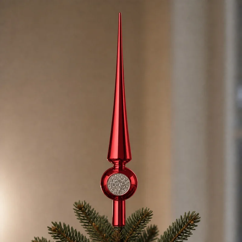 Puntale 30 cm metallo rosso con incavo argento