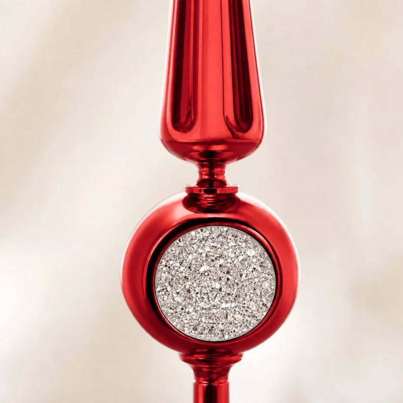 Puntale 30 cm metallo rosso con incavo argento