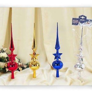 Embout de 40 cm avec boule et étoile en métal argenté