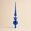 Puntale 40 cm con sfera e stella metallo blu