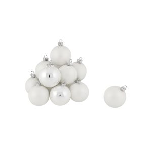 Set aus 24 Glaskugeln Ø 5 cm weiß