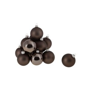 Set aus 24 Glaskugeln Ø 5 cm braun