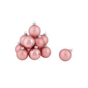 Set mit 24 Glaskugeln Ø 5 cm rosa