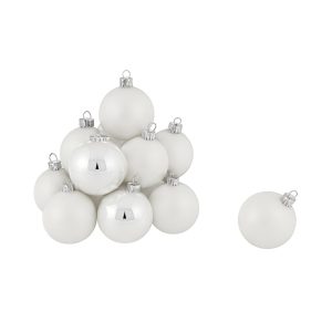 Set aus 24 Glaskugeln Ø 6 cm weiß