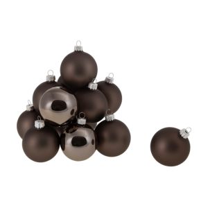 Set aus 24 Glaskugeln Ø 6 cm braun