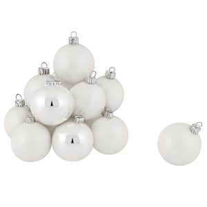 Set mit 20 Glaskugeln Ø 7 cm weiß