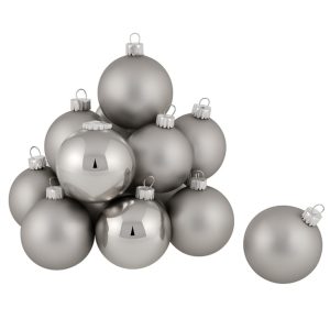 Set aus 12 Glaskugeln Ø 8 cm Silber