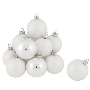 Set aus 12 Glaskugeln Ø 8 cm weiß