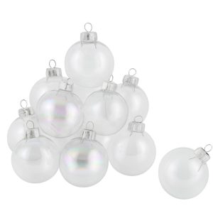 Set mit 12 transparenten Glaskugeln Ø 8 cm
