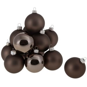 Set aus 12 Glaskugeln Ø 8 cm braun