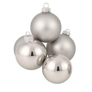 Set aus 4 Glaskugeln Ø 10 cm Silber