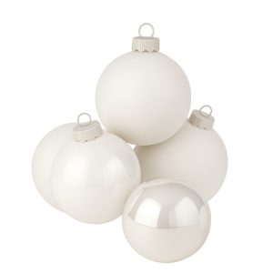 Set aus 4 Glaskugeln Ø 10 cm weiß