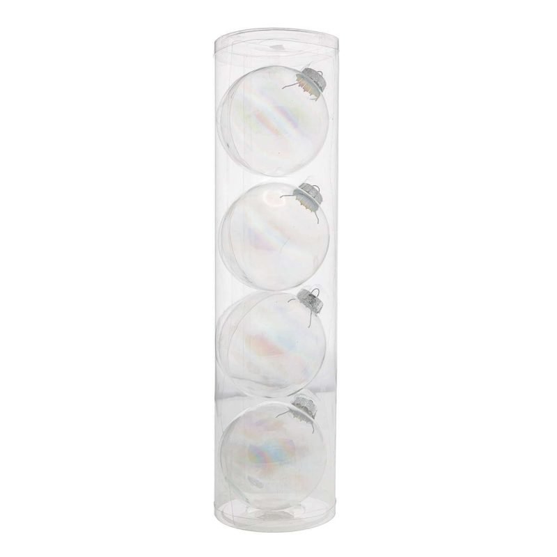 Lot de 4 boules en verre Ø 10 cm transparent – Image 2