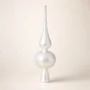 Puntale in vetro 20×6 cm bianco satinato metallizzato