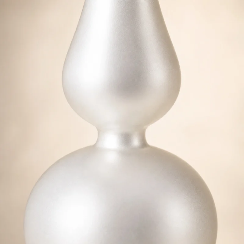Puntale in vetro 20x6 cm bianco satinato metallizzato