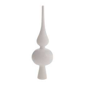 20x6 cm pointe en verre métallisé blanc satiné