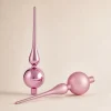 Puntale in vetro 20×6 cm rosa satinato metallizzato