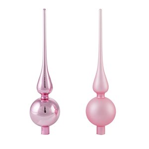 Pointe en verre 20x6 cm rose satiné métallisé