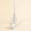 Puntale in vetro 26×6,5 cm argento satinato metallizzato