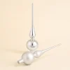 Puntale in vetro 30×7 cm argento satinato metallizzato