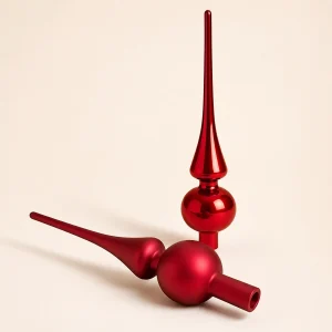 Puntale in vetro 30×7 cm rosso satinato metallizzato