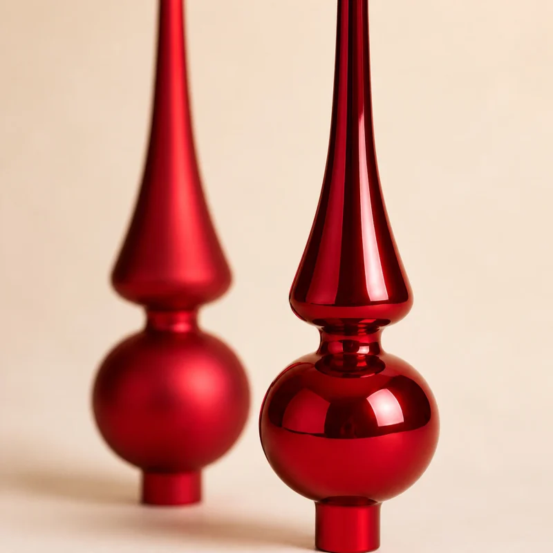 Puntale in vetro 30x7 cm rosso satinato metallizzato