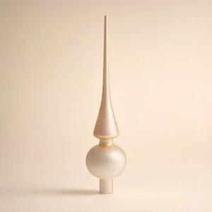 Puntale in vetro 30×7 cm champagne satinato metallizzato