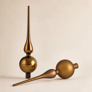 Puntale in vetro 30×7 cm marrone satinato metallizzato