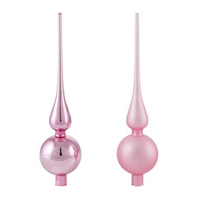 Puntale in vetro 30x7 cm rosa satinato metallizzato