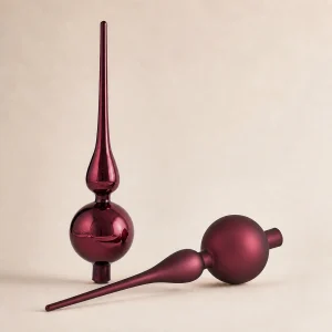 Puntale in vetro 30×7 cm marsala satinato metallizzato