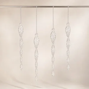 Set 4 Decorazioni per l’Albero in Vetro Ghiaccioli Spiro con Glitter, h cm 12