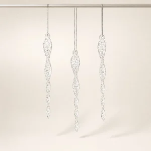 Set 3 Decorazioni per l’Albero in Vetro Ghiaccioli Spiro con Glitter, h cm 17